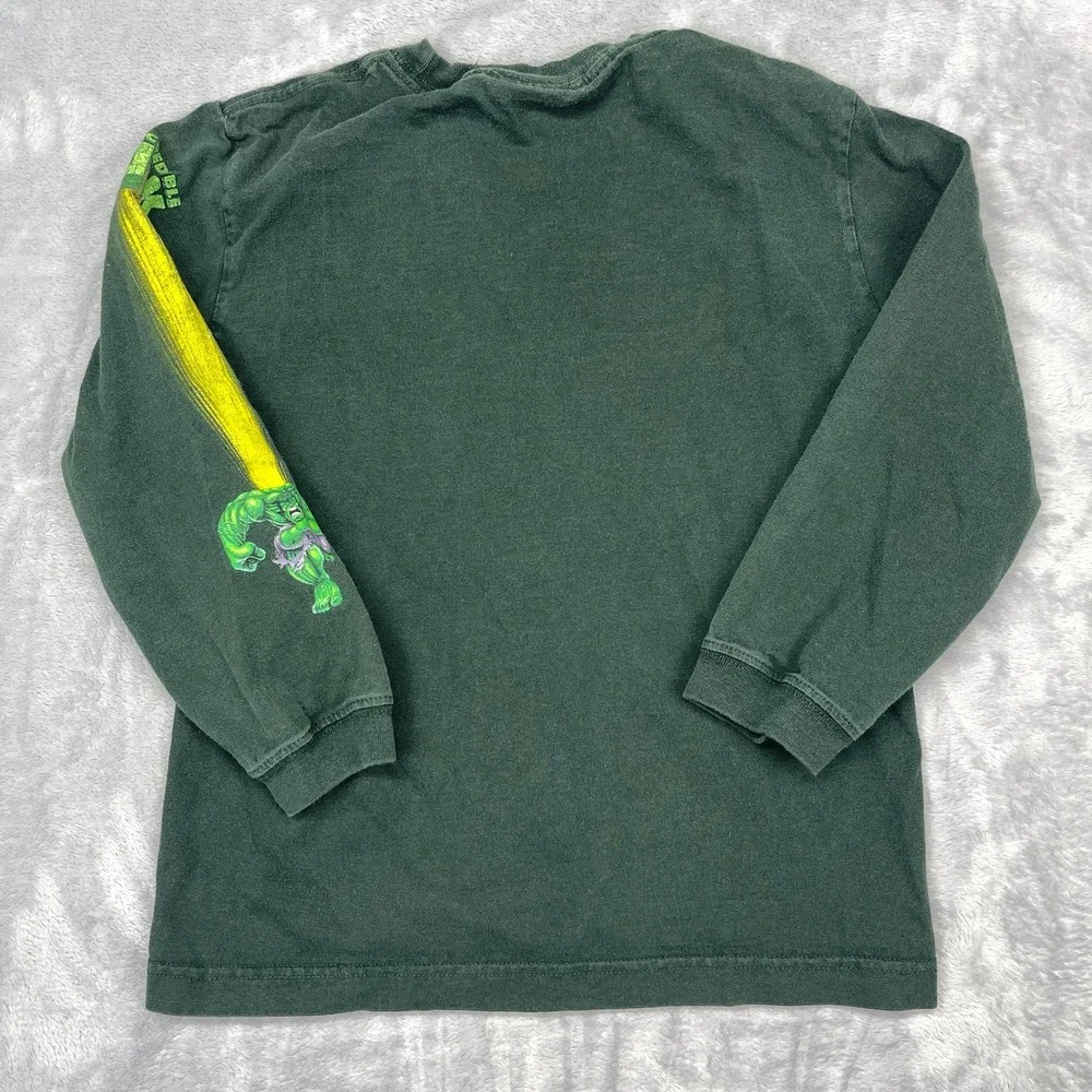 The Incredible Hulk Marvel Shirt Youth XL Green Graphic Long Sleeve Crewneck Tee